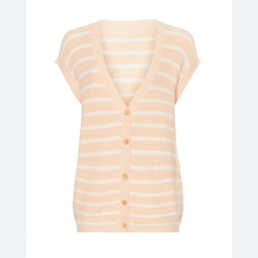 Emporio Armani Pink and White Striped Sweater